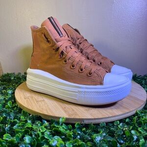 🔥 CONVERSE CHUCK TAYLOR ALL STAR MOVE HIGH BROWN PLATFORM SNEAKERS WOMENS SZ 7.5